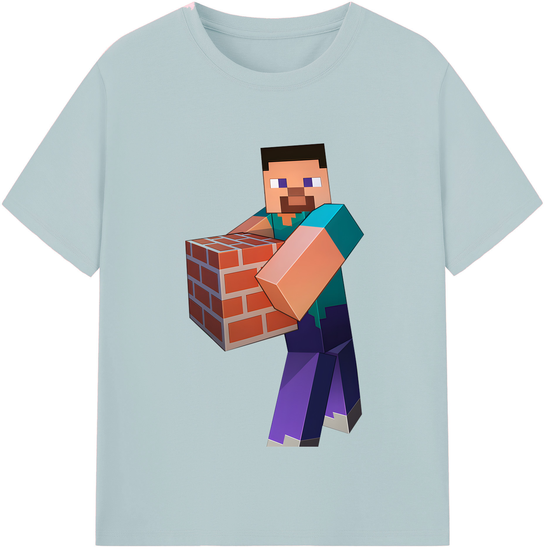 （画像用） マインクラフト ブロックの世界 Minecraft MC Block world 綿100％半袖Tシャツ（フロントプリント）